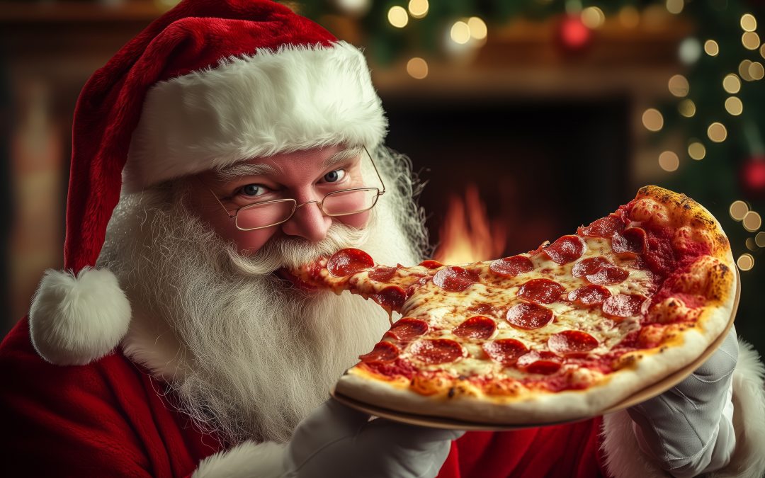 HoHoHo - Weihnachtsmann beim Pizzaessen